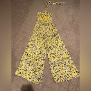 Alice + Olivia Yellow Floral Halter Jumpsuit